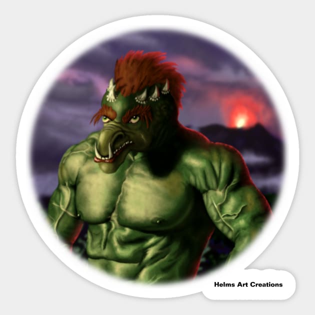 Volcano Tolls Mythological Creature Realistic Artwork Sticker by Helms Art Creations